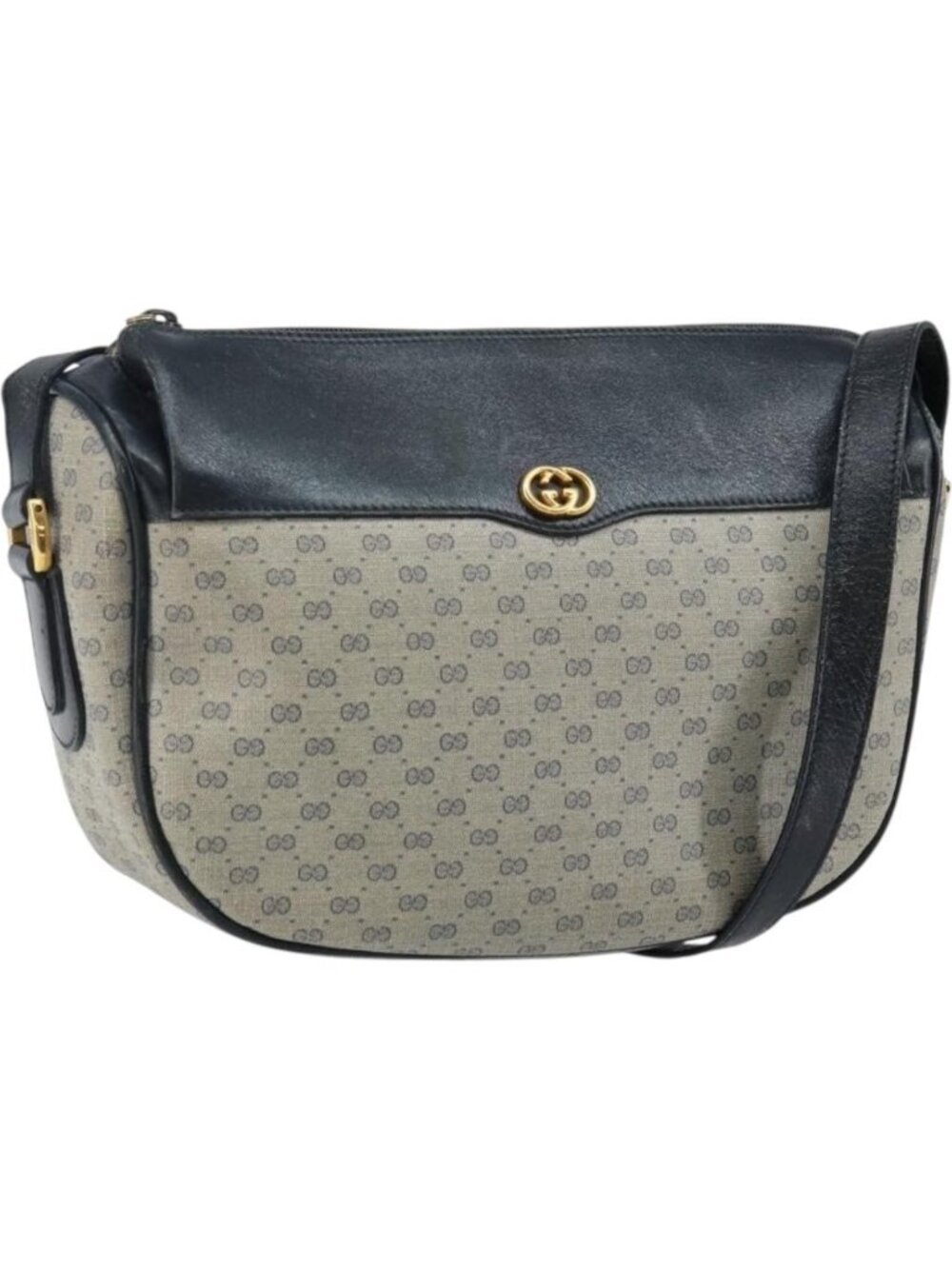 GUCCI Micro GG Supreme Shoulder Bag PVC Navy Gold 001 115 0918